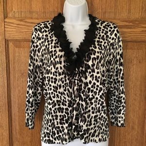 White House Black Market  leopard print cardigan